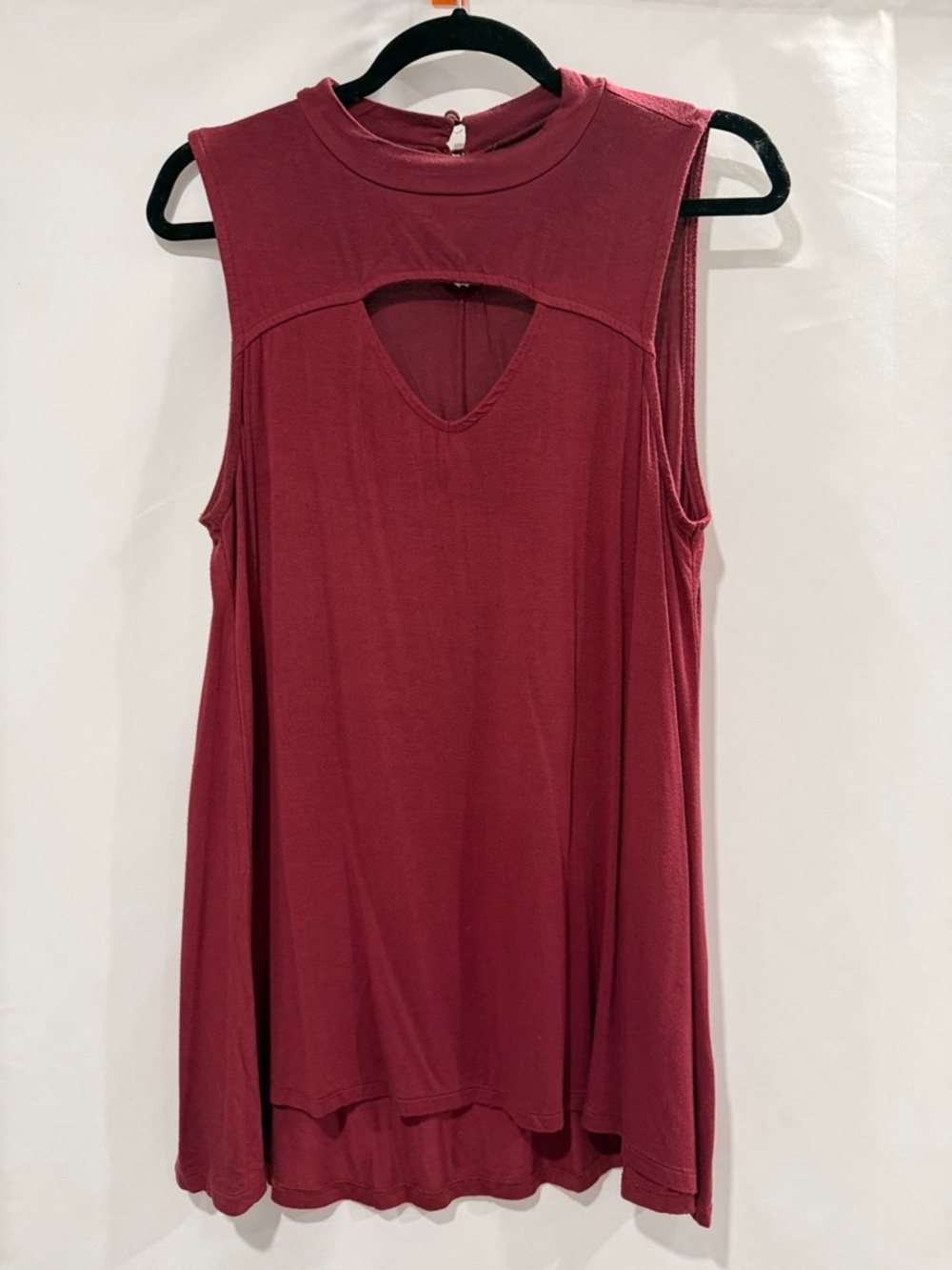 torrid Wine Mock Neck Keyhole Swing Tank